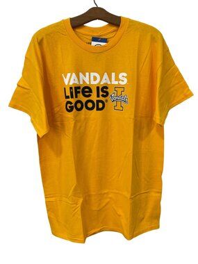 Life Is Good Blue 84 Graphic Tee Large Vandals Crewneck Gold Cotton College NEW